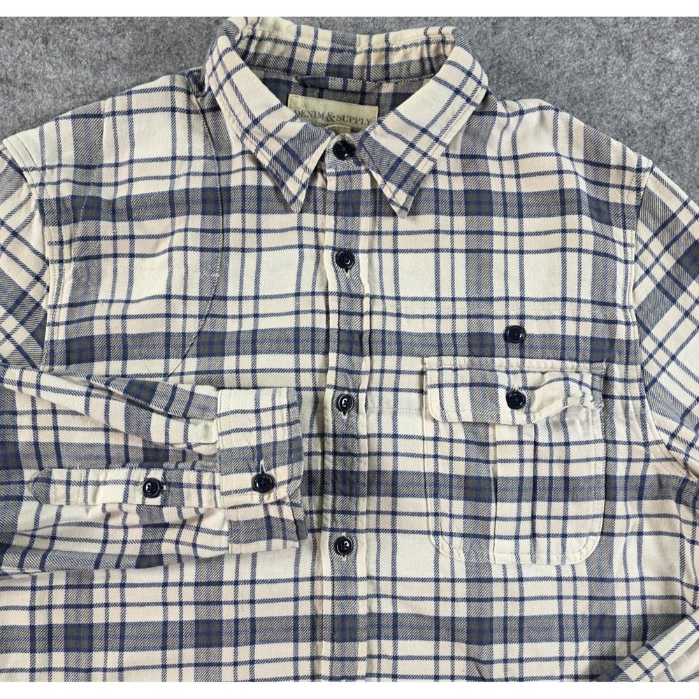 Denim & Supply Ralph Lauren Shirt Mens Large Plaid Flannel Button Down Blue